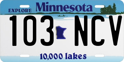 MN license plate 103NCV