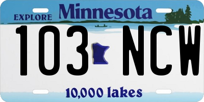 MN license plate 103NCW