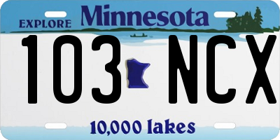 MN license plate 103NCX