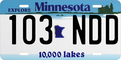 MN license plate 103NDD