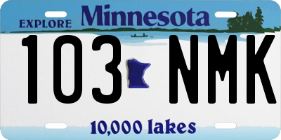 MN license plate 103NMK