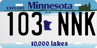 MN license plate 103NNK