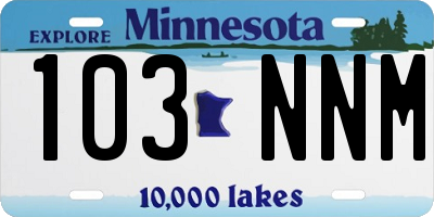 MN license plate 103NNM