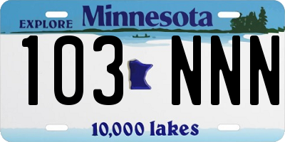 MN license plate 103NNN