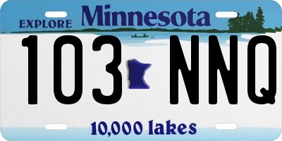 MN license plate 103NNQ