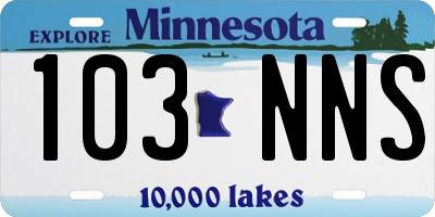 MN license plate 103NNS