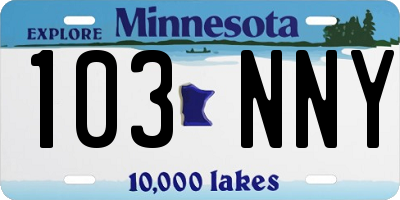MN license plate 103NNY