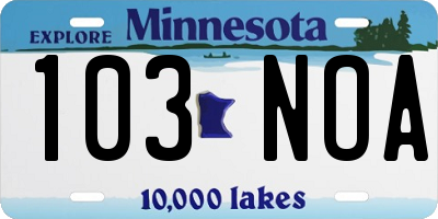 MN license plate 103NOA