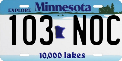 MN license plate 103NOC