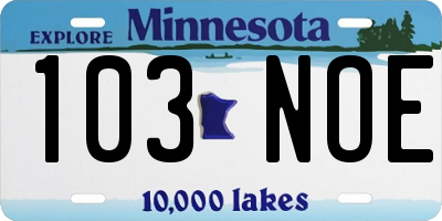MN license plate 103NOE