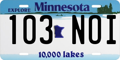 MN license plate 103NOI