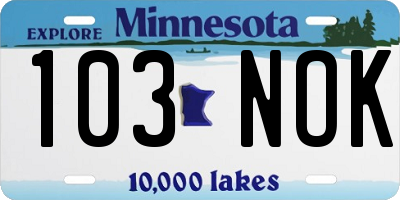 MN license plate 103NOK