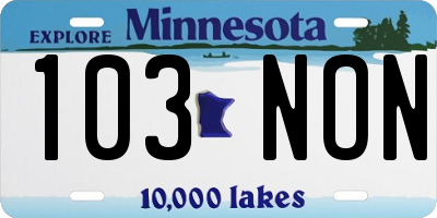 MN license plate 103NON