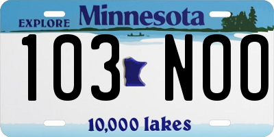 MN license plate 103NOO
