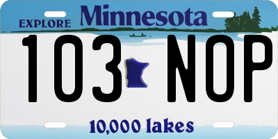 MN license plate 103NOP