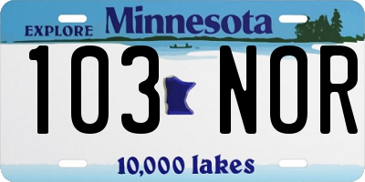 MN license plate 103NOR