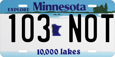 MN license plate 103NOT