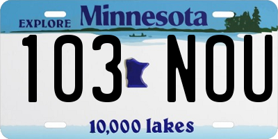 MN license plate 103NOU
