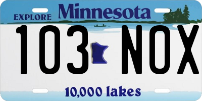 MN license plate 103NOX