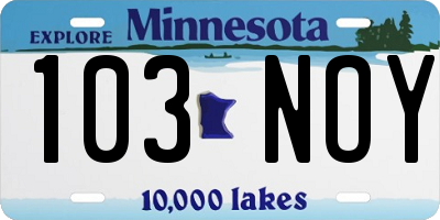 MN license plate 103NOY