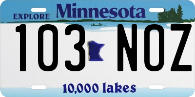 MN license plate 103NOZ