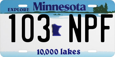 MN license plate 103NPF
