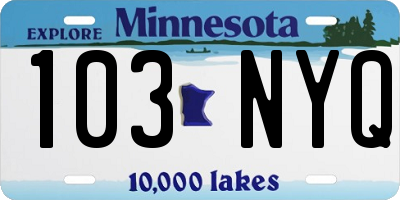 MN license plate 103NYQ