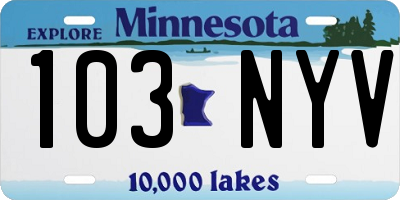 MN license plate 103NYV