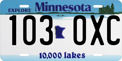 MN license plate 103OXC