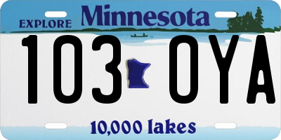 MN license plate 103OYA