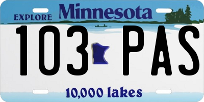 MN license plate 103PAS