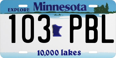 MN license plate 103PBL