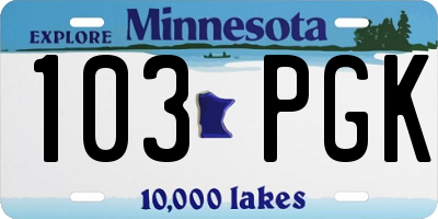 MN license plate 103PGK
