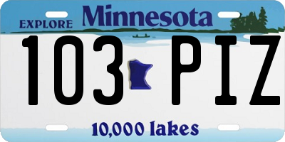 MN license plate 103PIZ