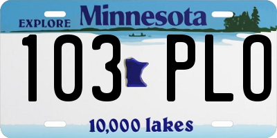 MN license plate 103PLO