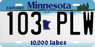MN license plate 103PLW
