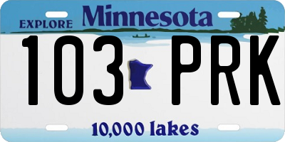 MN license plate 103PRK