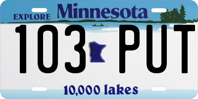 MN license plate 103PUT