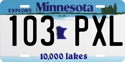 MN license plate 103PXL