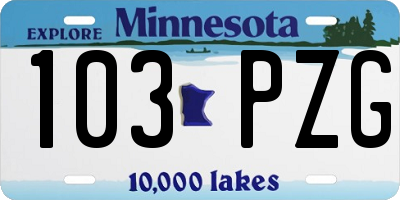 MN license plate 103PZG