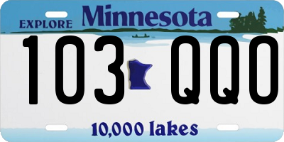MN license plate 103QQO