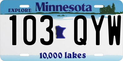 MN license plate 103QYW