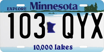 MN license plate 103QYX