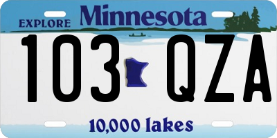 MN license plate 103QZA