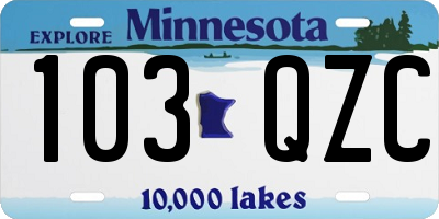 MN license plate 103QZC