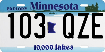 MN license plate 103QZE