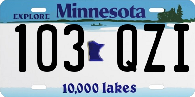 MN license plate 103QZI