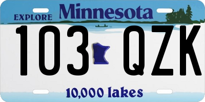 MN license plate 103QZK