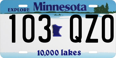 MN license plate 103QZO