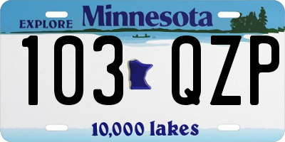 MN license plate 103QZP